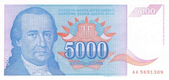 Jugoslawien p141 5000 Dinara 1994